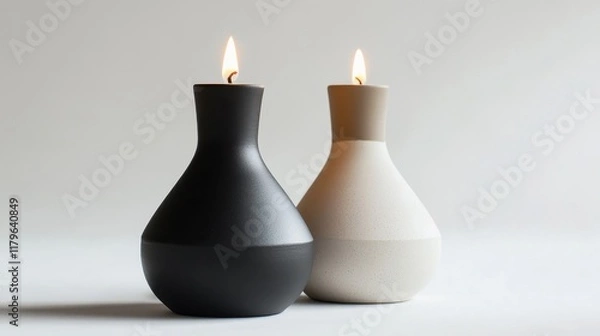 Fototapeta Elegant Candles in Minimalist Vases for Home Decor