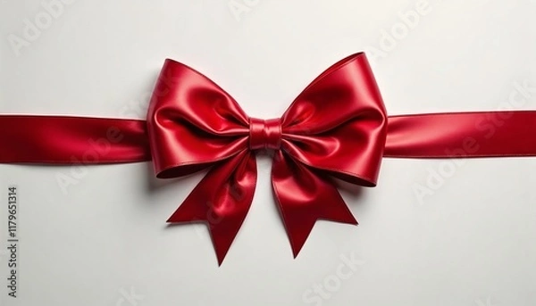 Fototapeta Glossy red gift bow with sharp details on a white background