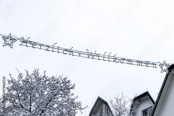 Obraz Willkommensschild im Schnee