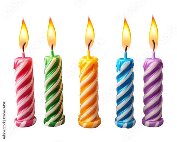 Obraz Festive birthday candles high fidelity joyful atmosphere close-up view celebration concept isolated on transparent background png