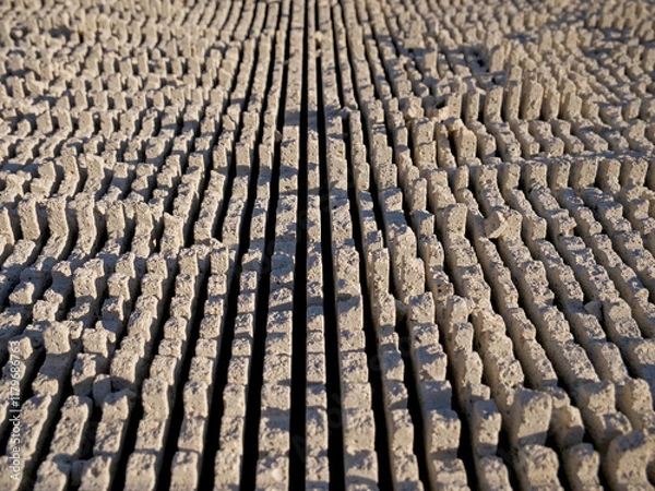 Fototapeta Surface with details of a concrete cube scratched by a machine