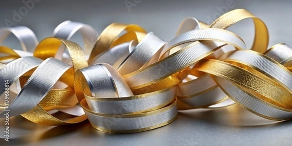 Obraz Intertwined Gold & Silver Ribbons - Elegant Metallic Texture Background