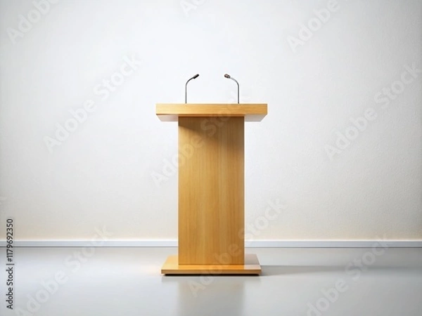 Fototapeta Isolated Empty Podium on White Background - Stage for Award Ceremony, Presentation, or Product Display