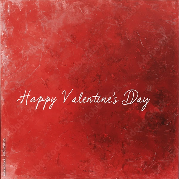 Obraz White Cursive "Happy Valentine's Day" Text on Red Background.
