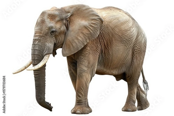 Fototapeta Clear Pixel Visual of African Bush Elephant in Whitebackground with Clipping Path