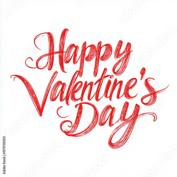 Obraz Red Cursive "Happy Valentine's Day" Text on White Background