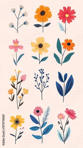Fototapeta Colorful Floral Design for Spring and Summer