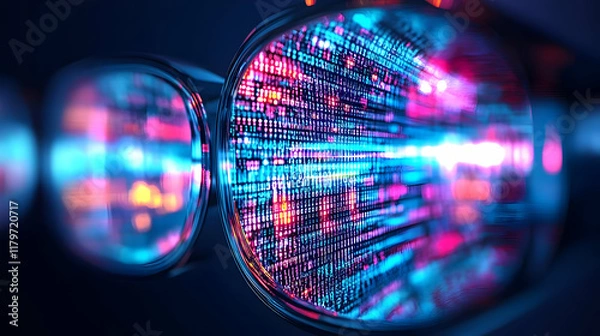 Fototapeta Abstract 3D Background: Digital Code Flow