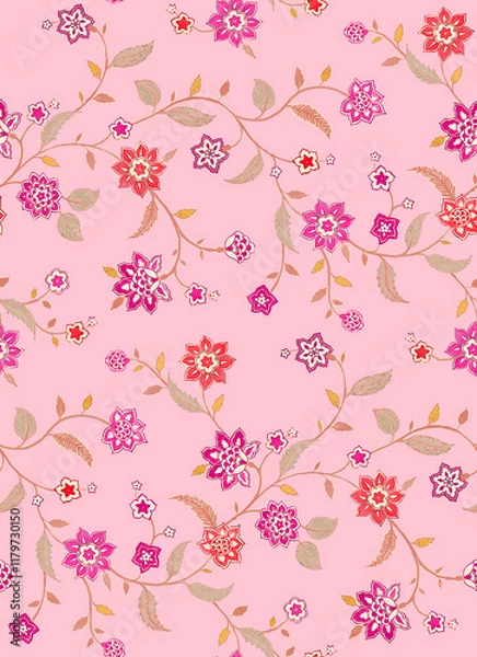 Obraz seamless pattern with cherry blossom. Digital Allover.