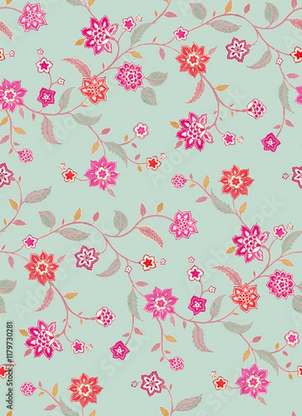 Obraz seamless pattern with cherry blossom. Digital Allover.