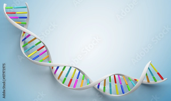 Obraz Spiral DNA strand. Medical science blue background.