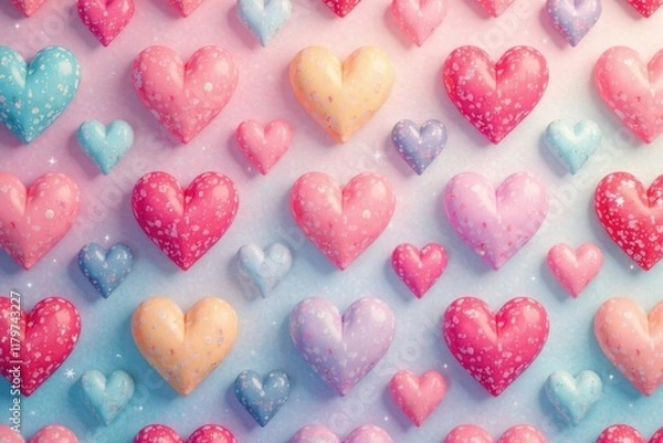 Fototapeta Abstract heart seamless pattern Pastel colors, modern design , affection, illustration