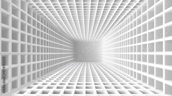 Fototapeta White squared paper sheet texture Abstract White Grid Background Illustration
