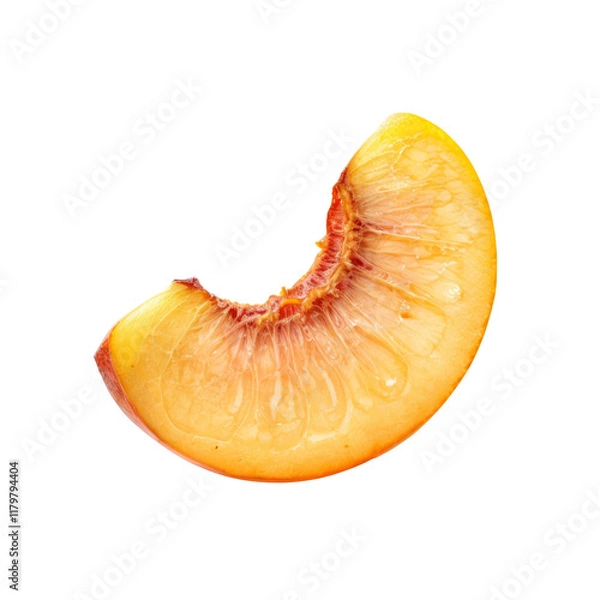 Fototapeta Peach Slice Delight: A juicy, sun-kissed slice of peach, perfect for adding a touch of summer freshness to your designs.  