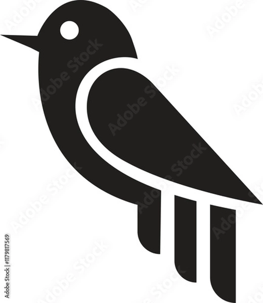 Obraz a black bird icon on a white background
