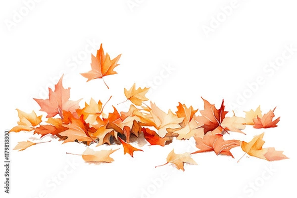 Fototapeta Autumn Maple Leaves Falling on Soft White Background