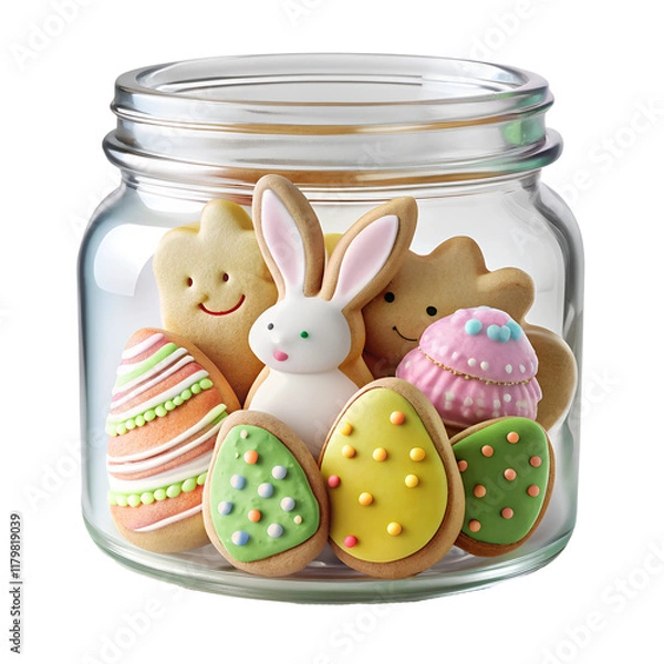 Fototapeta easter cookies in a jar photorealistic High-quality transparent image, Happy Easter holiday concept, Romania,