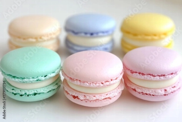 Obraz Delicate Colorful Macarons on a Light Background