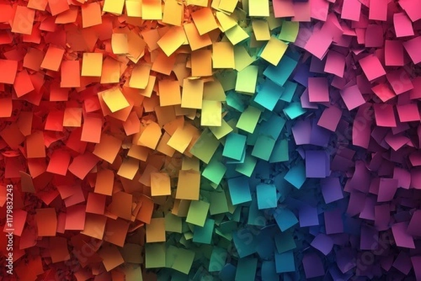 Fototapeta Colorful Paper Notes Background with Rainbow Gradient Design