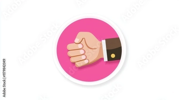 Obraz Pink Circle Graphic of a Hand Gesturing Business Hand Cartoon Style Illustration