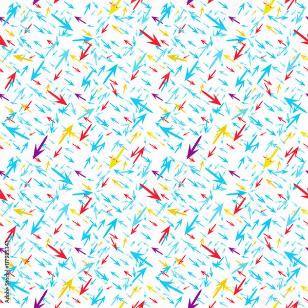 Fototapeta small colored arrows on a white background Seamless geometric pattern