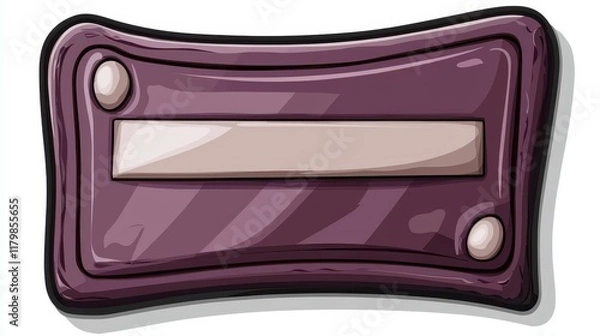 Obraz Purple Metallic Blank Nameplate Sign Cartoon Style Game UI Empty Space for Text