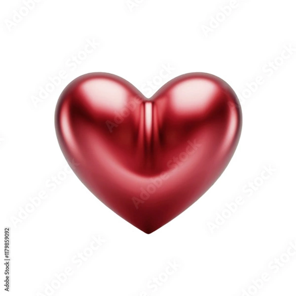Fototapeta 3D Red Heart for Valentine's Day Isolated on White Background, Symbolizing Love and Affection

