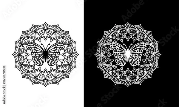 Obraz Abstract Round Shape Flower Mandela Template  Design