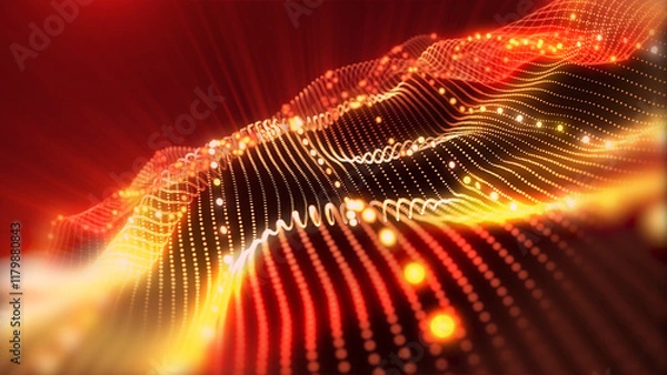 Fototapeta A calming background of virtual light waves smoothly moving in a dreamlike space.
