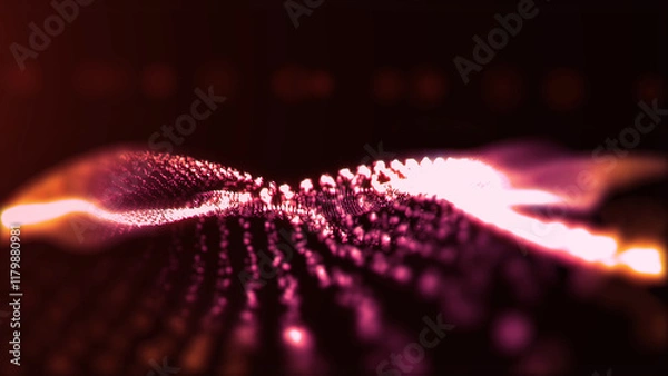 Fototapeta A calming background of virtual golden waves moving smoothly in virtual space.
