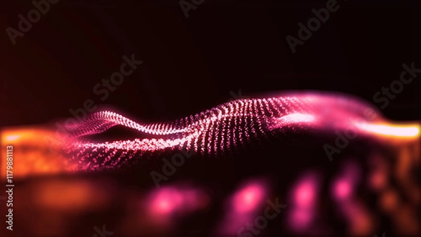 Fototapeta A calming background of virtual golden waves moving smoothly in virtual space.
