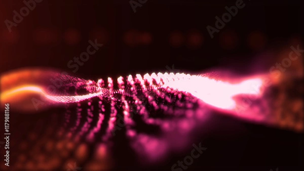 Fototapeta A calming background of virtual golden waves moving smoothly in virtual space.
