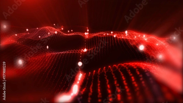 Fototapeta A calming background of virtual golden waves moving smoothly in virtual space.
