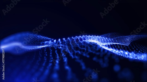 Fototapeta A calming background of virtual golden waves moving smoothly in virtual space.
