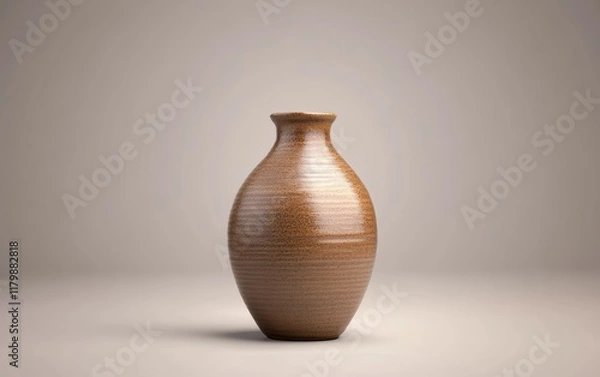 Obraz A simple ceramic vase with visible brushstrokes and earthy tones on light grey background