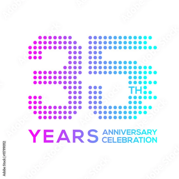 Fototapeta 35 years anniversary with a circle,dotted,digital,technology logo