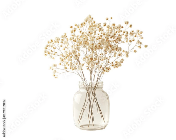 Obraz Dried flowers in a glass vase with a transparent background.