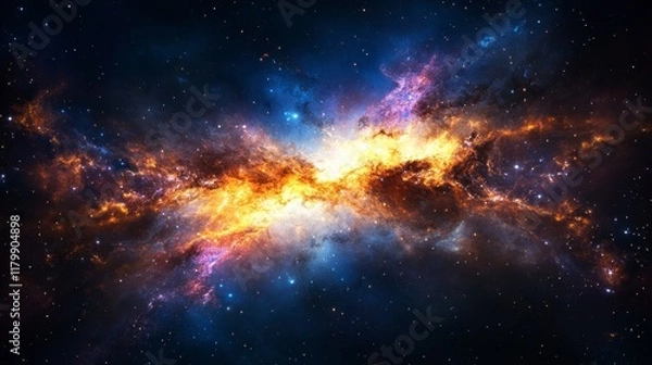 Fototapeta Cosmic Serenity, a dark blue expanse adorned with countless stars, evokes tranquility and vastness in a minimalist design.