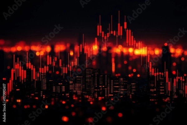 Fototapeta Financial graph with up trend line candlestick chart in stock market, Finance concept and business