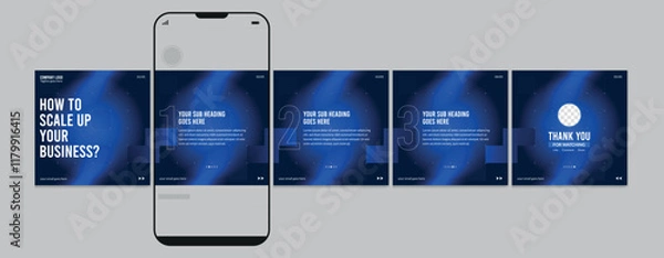 Fototapeta Linkedin carousel post design, Editable social media Instagram carousel post, Most engaging business carousel post, Template eps 10.