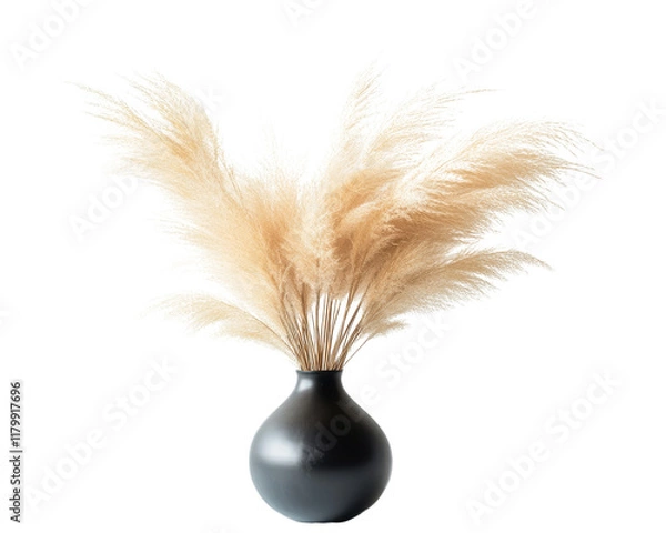 Obraz Elegant pampas grass arrangement in a sleek black vase.