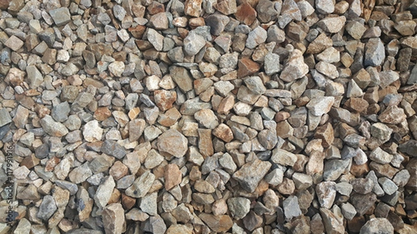 Obraz Crushed grey stone on the ground texture background
