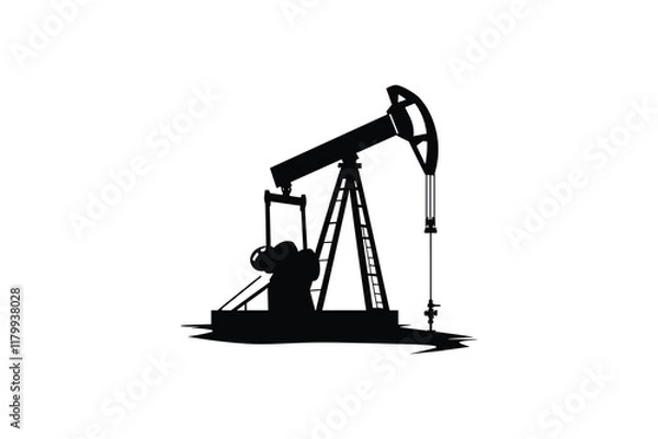 Obraz Oil pump jack silhouette for fuel industry.