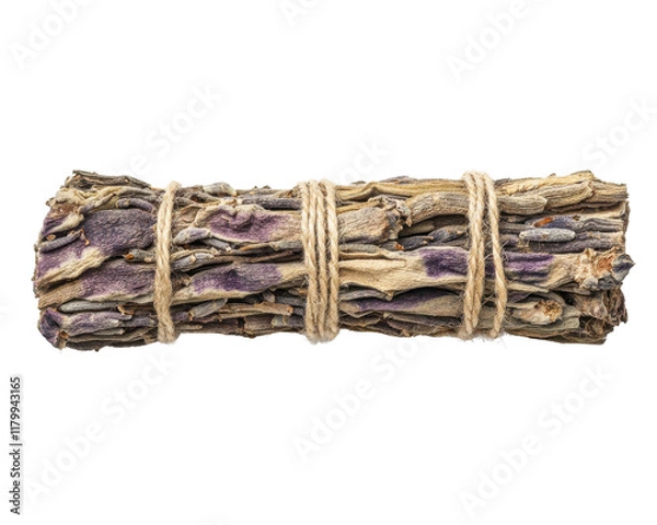 Obraz Lavender bundle tied with twine on white isolated background.