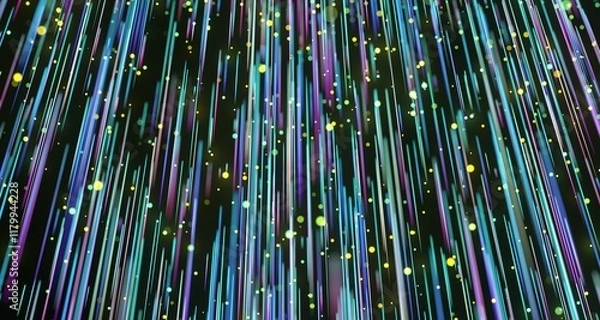 Fototapeta neon rays. Concept for big data, blockchain, cryptocurreny, internet, hyperspace and space travel