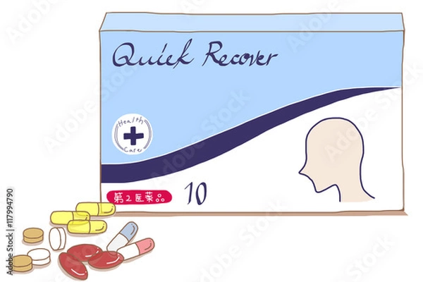 Fototapeta 風邪薬 / 白地の薬品パッケージ素材