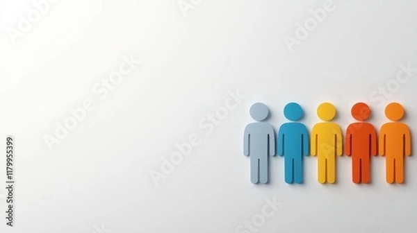 Fototapeta A diverse group of individuals standing together in line group