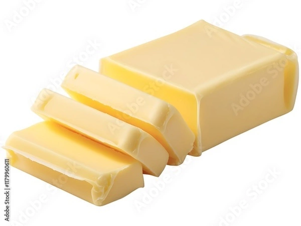 Fototapeta A organic round cheese and a slice of cheese on it