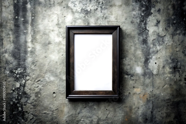 Obraz blank picture frame on grunge cement wall for add text or image, close up. Created with Generative AI