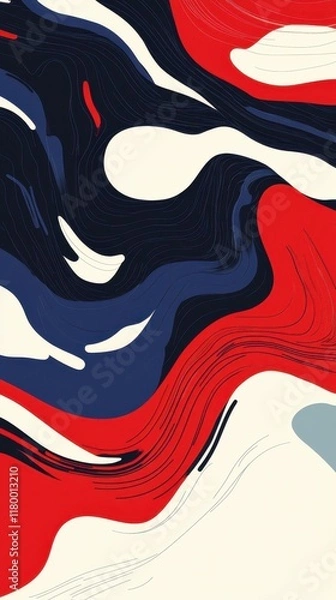 Fototapeta Abstract Red Blue White Swirling Design Art